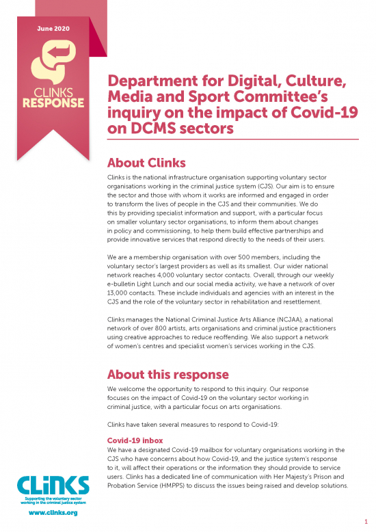 Department for Digital, Culture, Media and Sport Committee’s inquiry on the impact of Covid-19 on DCMS sectors
