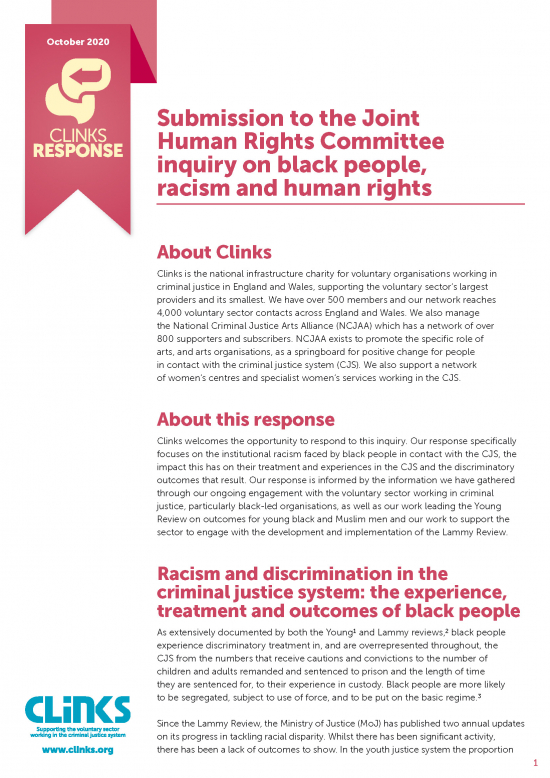 Submission to the Joint Human Rights Committee inquiry on black people, racism and human rights