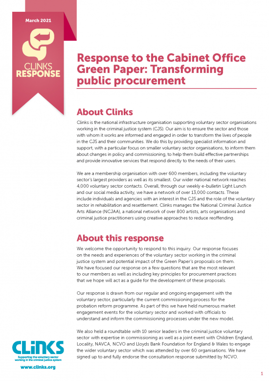 Response to the Cabinet Office Green Paper Transforming public procurement