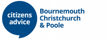 A blue speech bubble with Citizens Advice written inside with Bournemouth Christchurch & Poole typed in blue alongside.