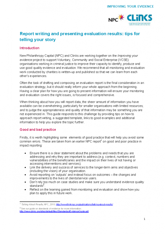 Report writing and presenting results | Clinks