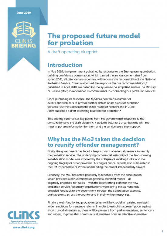 Clinks Briefing: The proposed future model for probation