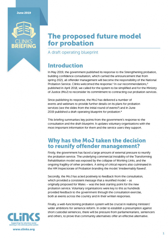 Clinks Briefing: The proposed future model for probation